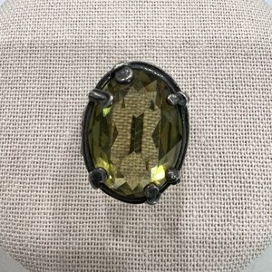 Sterling Silver Silpada Retired Ring with Large Green Gemstone Size 6